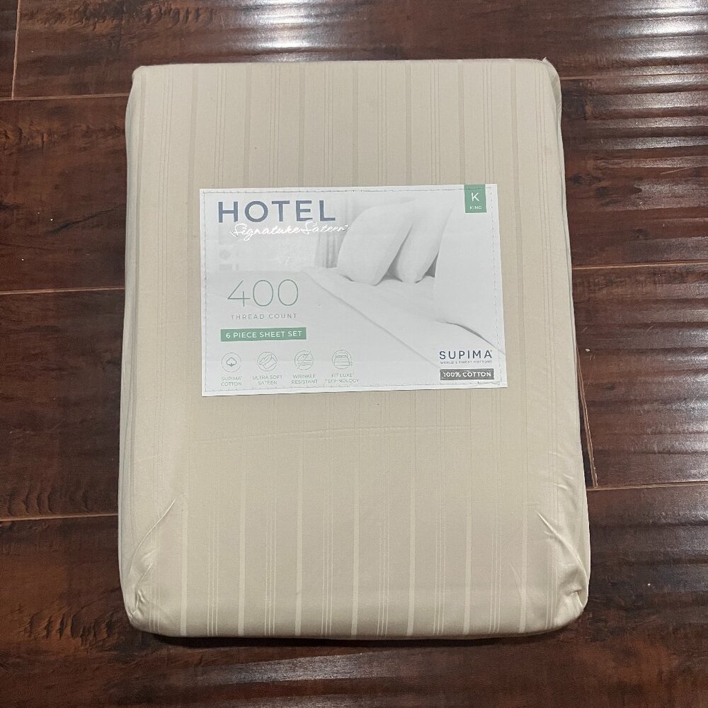 Hotel Signature 400 Thread Count Supima Cotton 6-piece Sheet Set - Beige